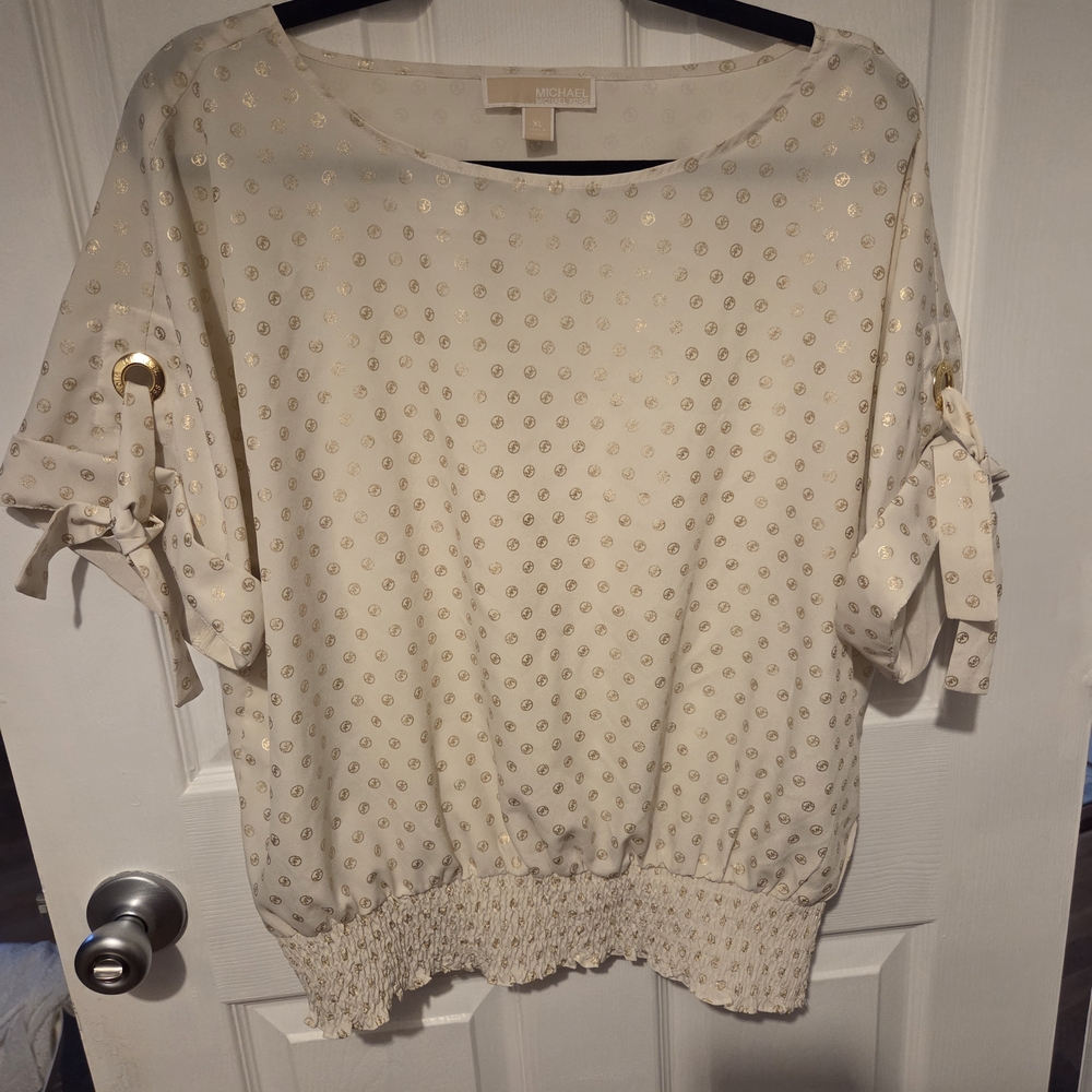 MICHAEL Michael Kors Cream Blouse with Gold Accents